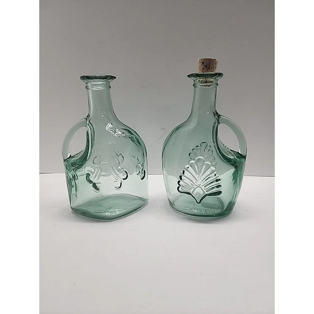 Green Glass‎ Oil & Vinegar Set-Vintage Canadian & Beautifully Designed!